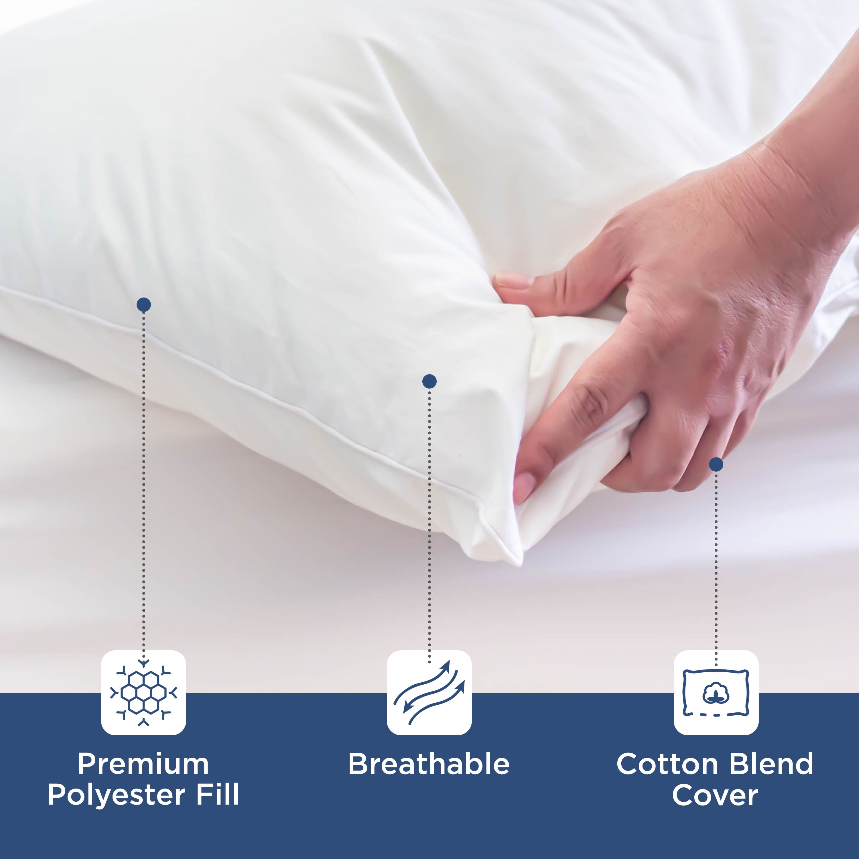 Martex 2-Pack Decorative White Pillow Inserts 18x18 – Soft & Supportive