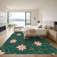 thumbnail image 3 of ODIKA 6'x9' Machine Washable Non-Slip Area Rug, Vintage Botanical Featuring Stylized Blossoms and Curved Vines High Traffic Rug with Pad, Green, 902826, 3 of 8