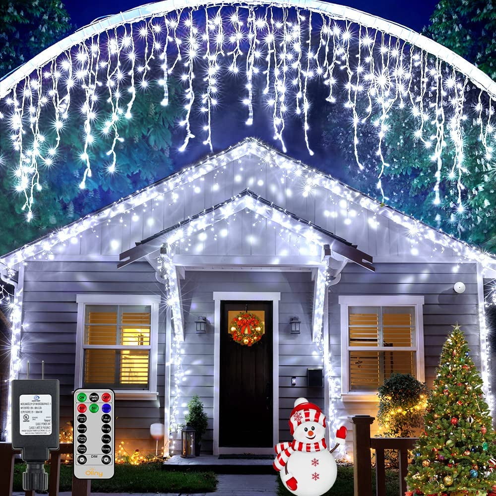 Icicle Christmas Lights Outdoor 396LED 32FT Timer 8Modes Connectable