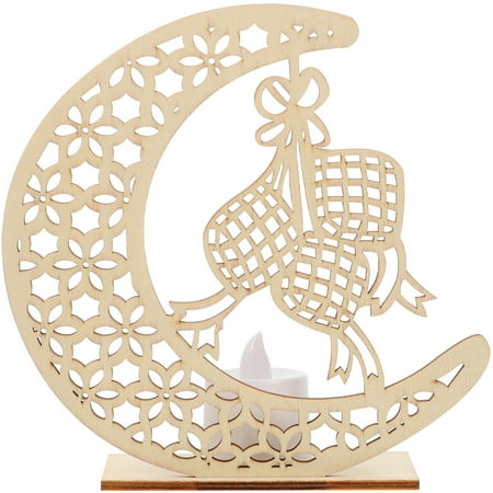

Ramadan LightsEid Lamp Wooden LED Light Festival Lamp Decoration Moon Shape Light Bedside Night Lamp