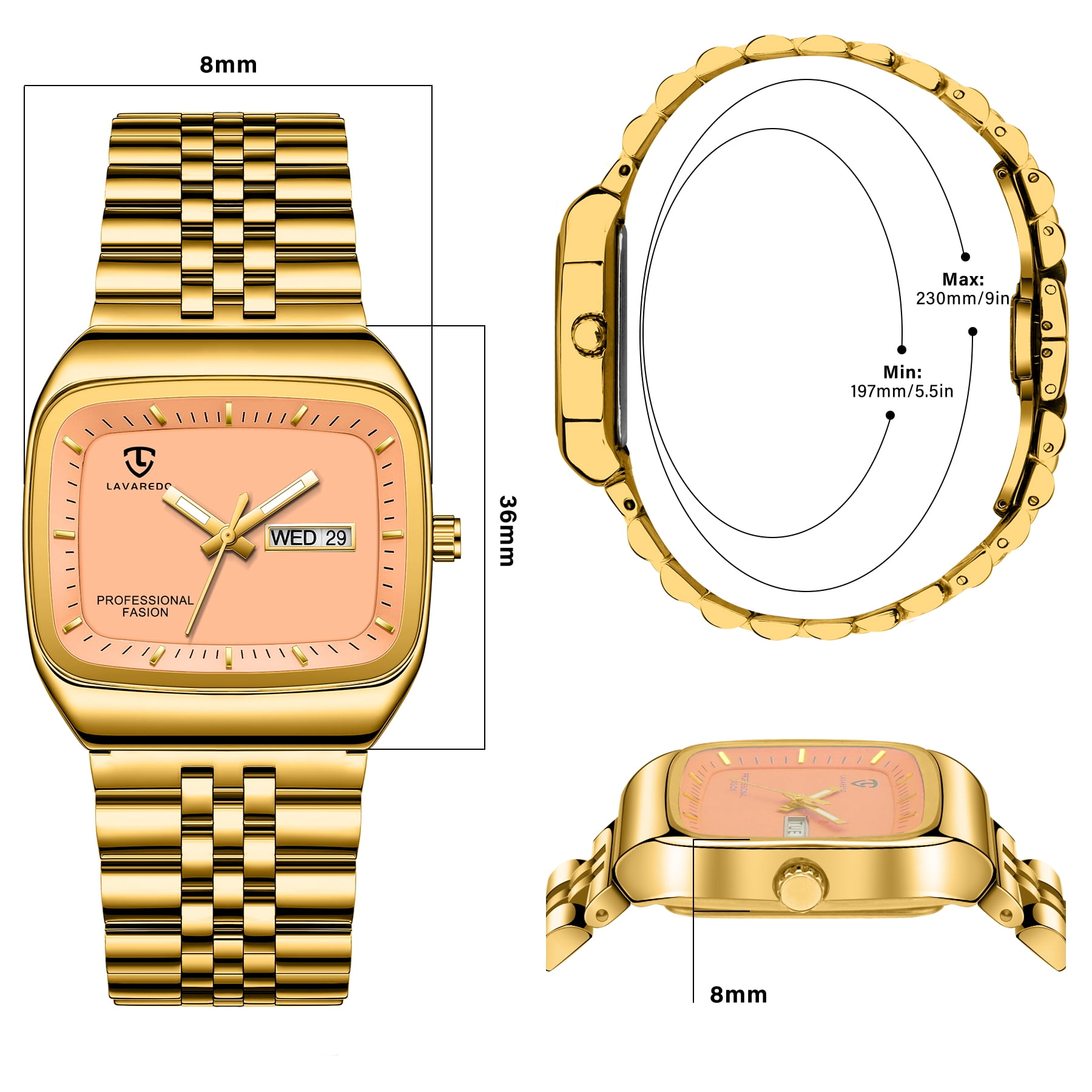 Watch for Men Luxury Casual Man Watches Waterproof Quartz Watch with Stainless Steel Strap,Rectangular Dial, Luminous Hands Birthday Gift for Men