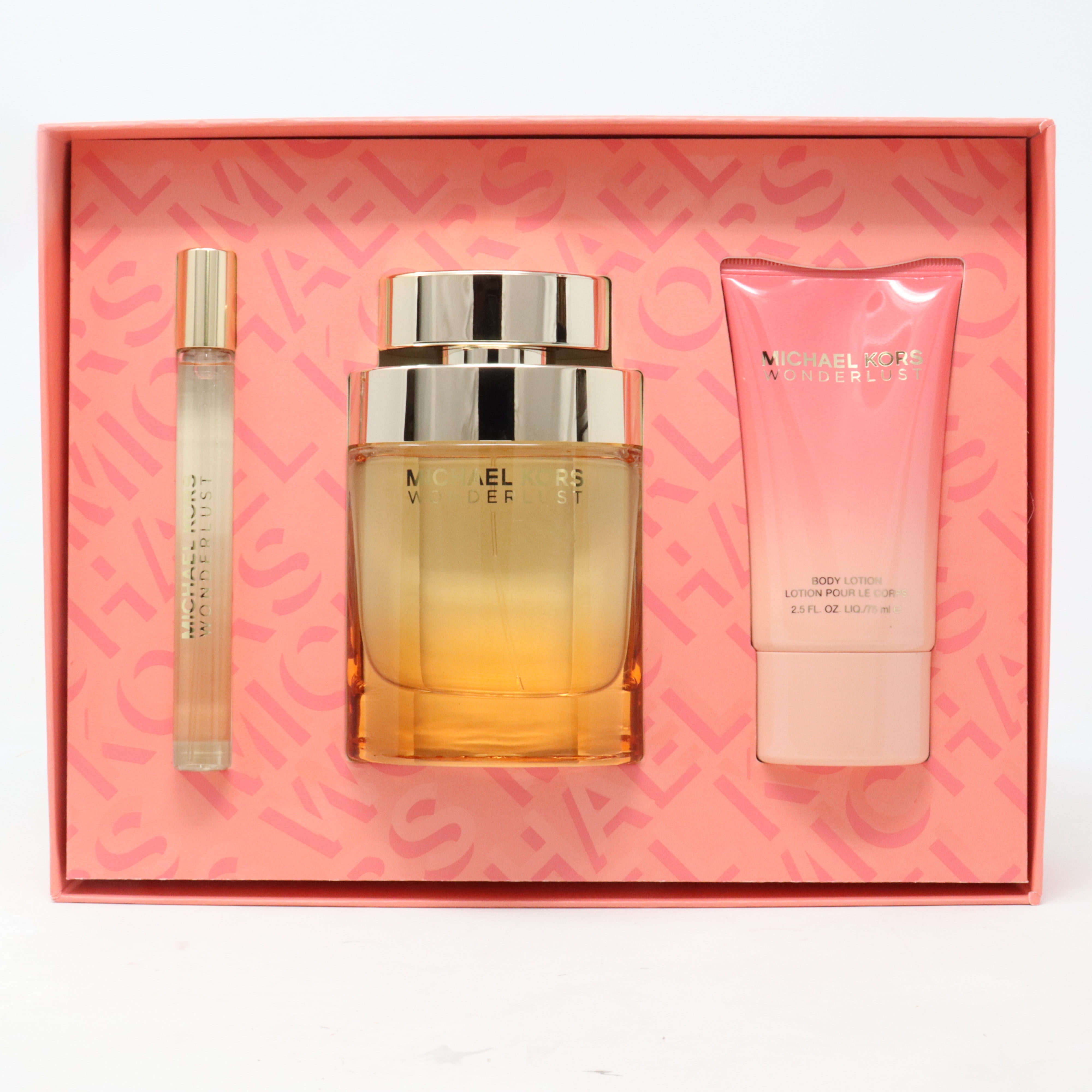 Michael Kors Wonderlust 4 Pc Gift Set, 3.4oz EDP Spray, Body