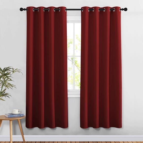 Cortina NICETOWN con paneles de puerta opaca, 132 x 198 cm, color rojo burdeos