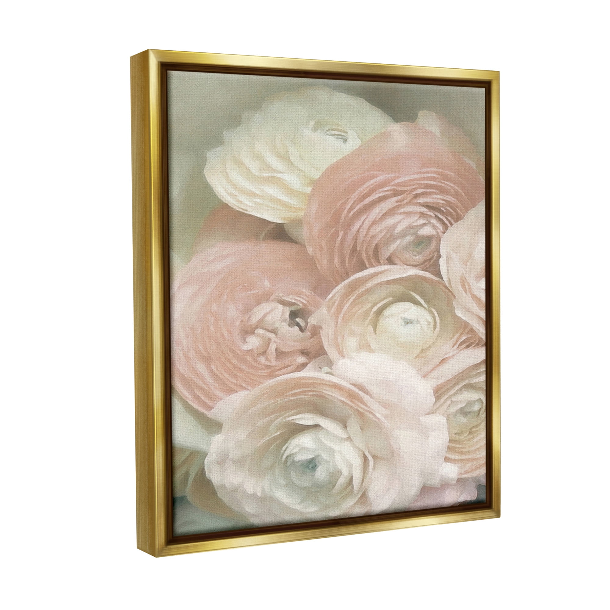 Stupell Industries Ranunculus Blooms Pattern Botanical & Floral Photography Gold Floater Framed Canvas Art Print Wall Art, 25 x 31