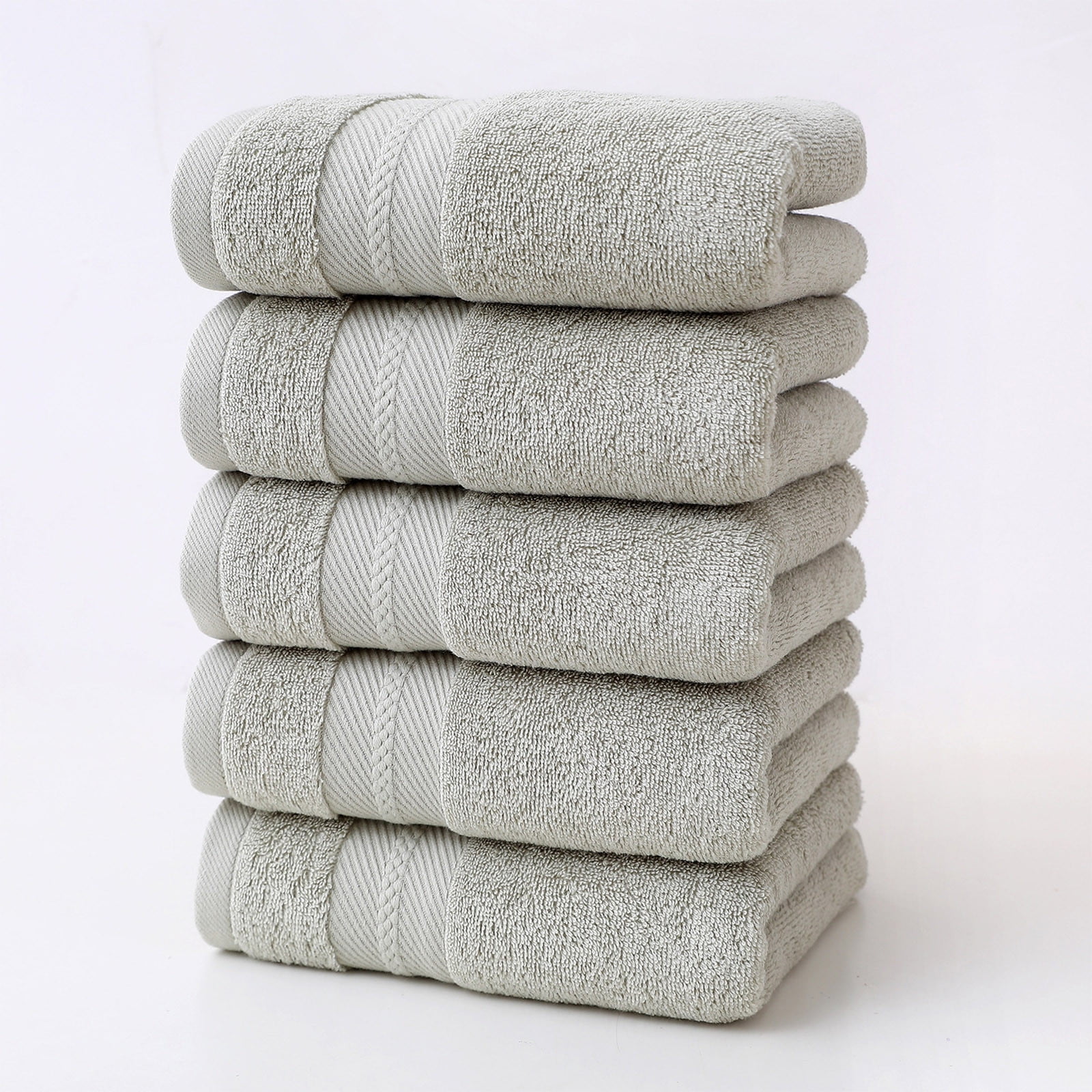 Slhenay Bath Towels, Cotton Towel Set for Bathroom, Hotel, Gym, Spa, Soft Extra Absorbent Quick Dry 28*14 Inch 5 Pcs Green