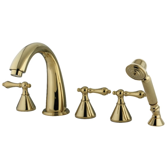 Kingston Brass KS23625AL Roman 5-Piece Roman Tub Faucet with Hand Shower, Polished Brass