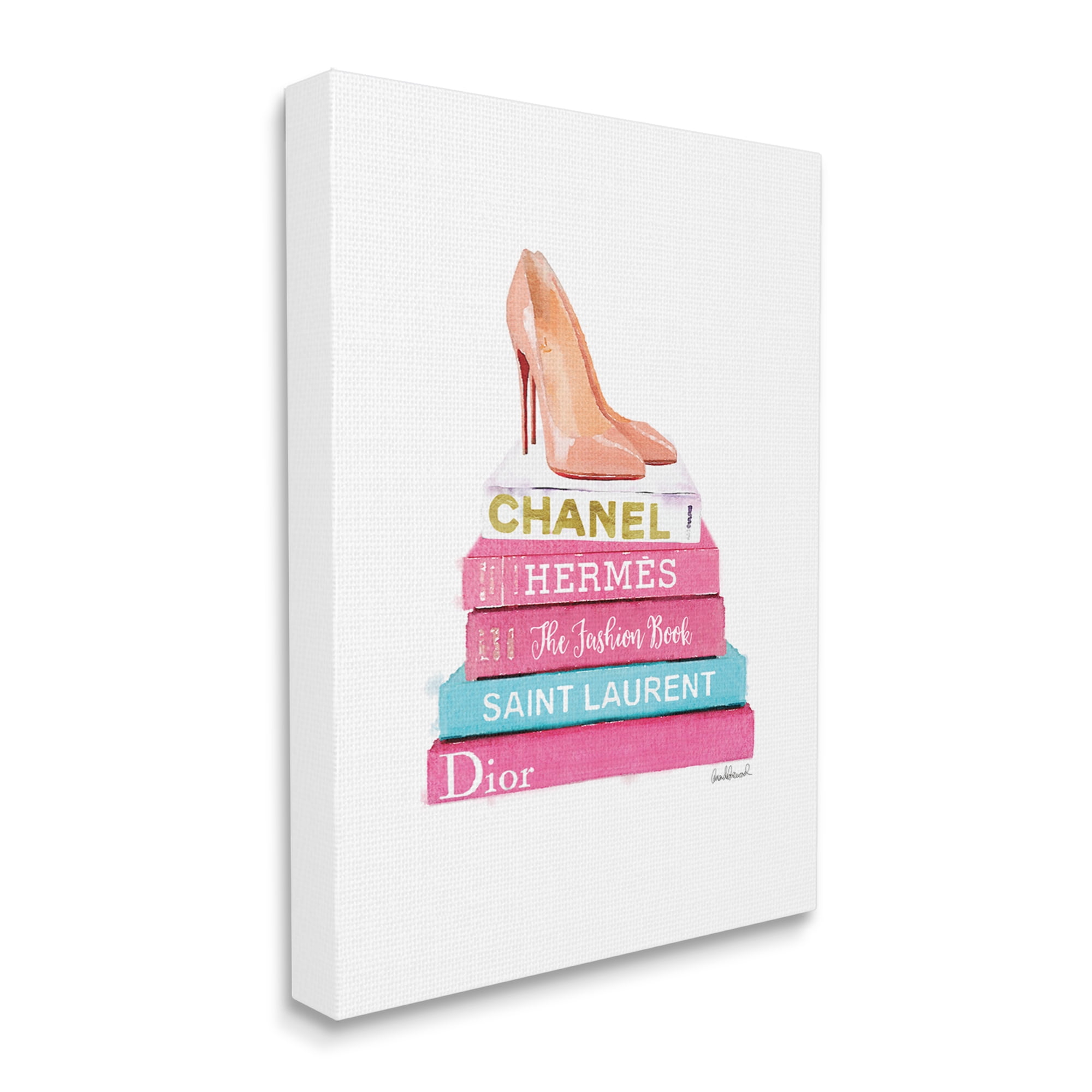 Stupell Industries Fashion Bookstack Heels Beauty & Fashion Painting Gallery Wrapped Canvas Art Print Wall Art, 36 x 48