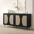 thumbnail image 6 of Catrimown Sideboard Buffet Cabinet, Kitchen Storage Cabinet with Rattan Doors, Accent Entryway Cabinet with Adjustable Shelves, Black, 6 of 6