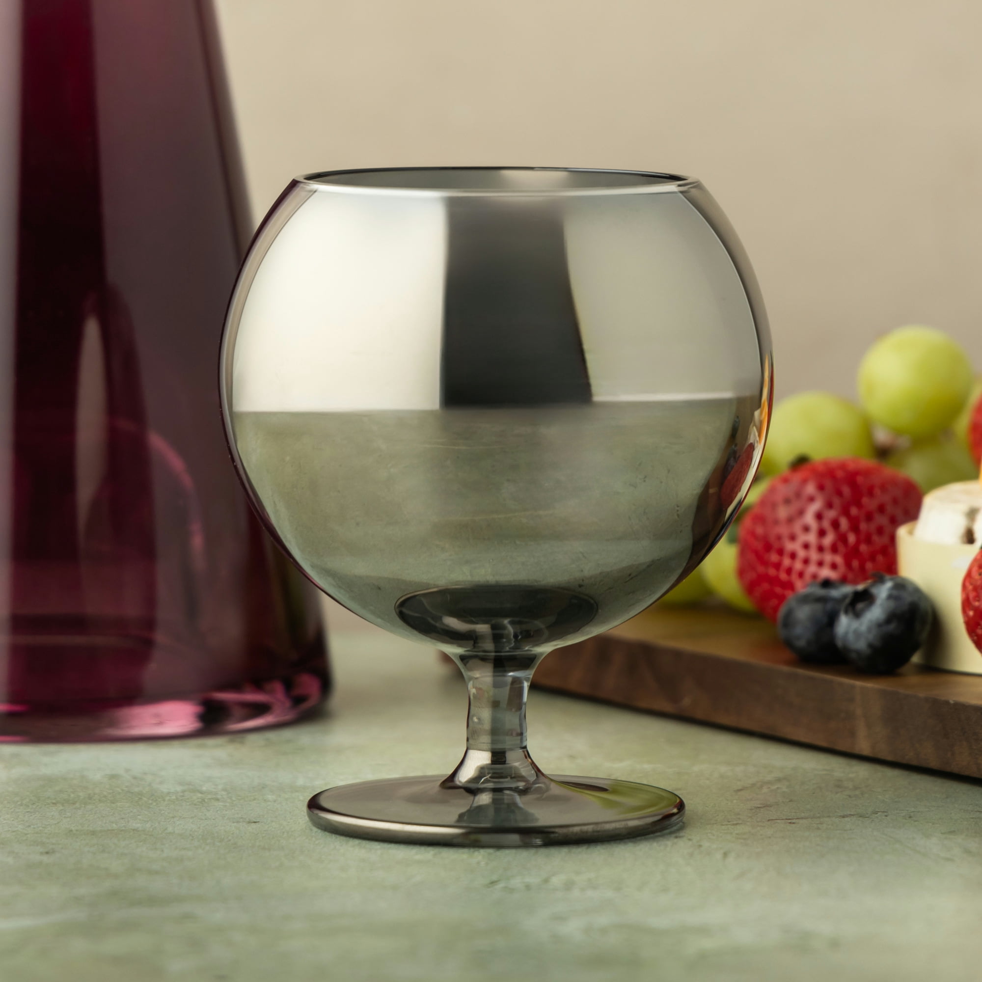 Thyme & Table 16 fl oz Iridescent Smoke Sphere Bourbon Glasses, Set of 4