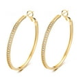 thumbnail image 3 of 14K Gold or Sterling Silver Large Hoop Earrings with Swarovski Crystals, 3 of 4