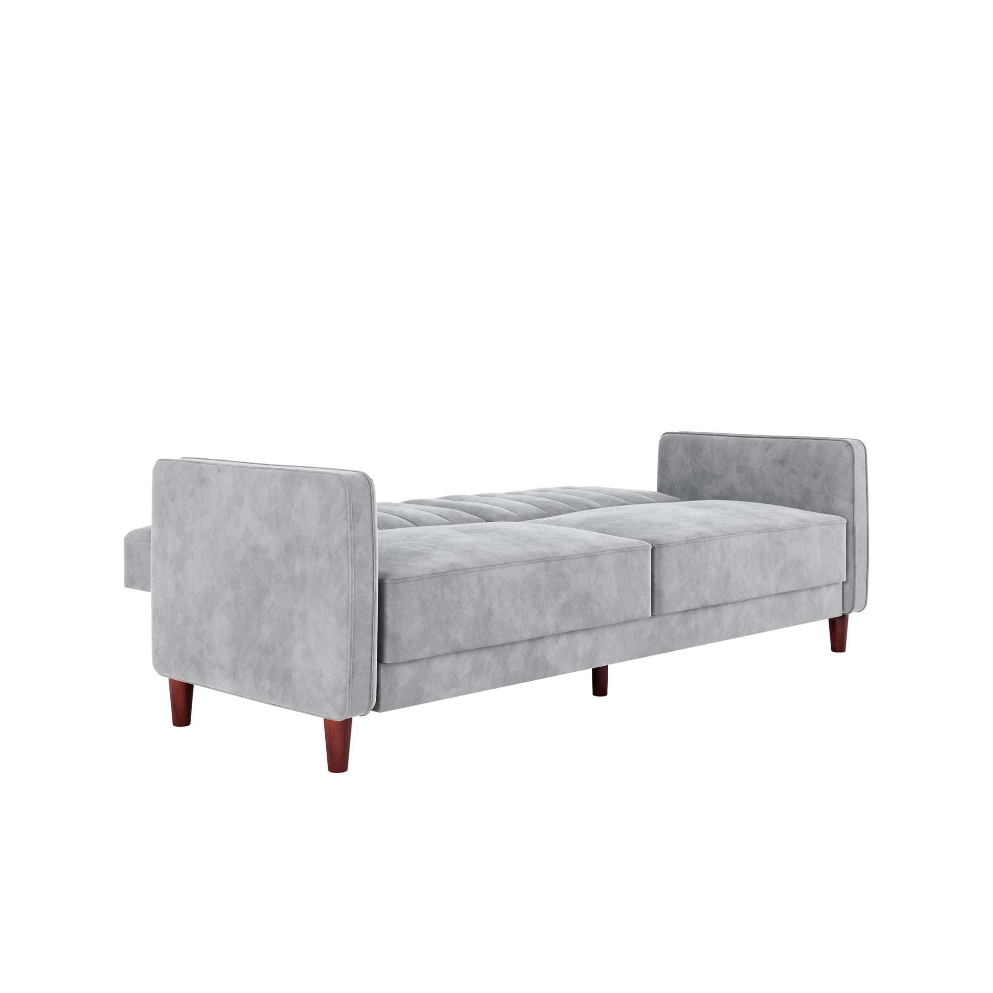 DHP Pin Tufted Transitional Futon, Light Gray Velvet  (图4)