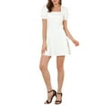 thumbnail image 1 of INSPIRE CHIC Robe Courte Trapèze pour Femme à Encolure Carrée, Manches Courtes Bouffantes, Poignets Élastiques, 1 of 6
