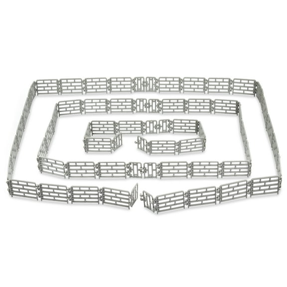 Toymany 64PCS Mini Toys Fence for Farm Animals - Tiny Horse Corral Plastic Fencing for Farm Barn Paddock Horses Figurines for Kids Toddlers