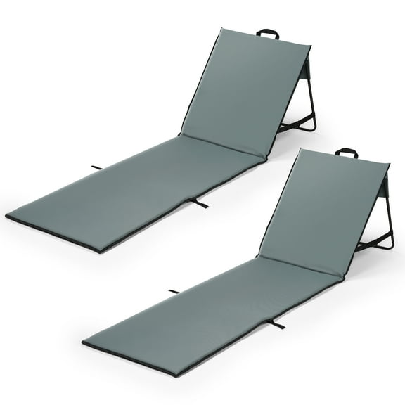Laybax Gray Lightweight Backpack Beach Lounge Chairs 2-Pack