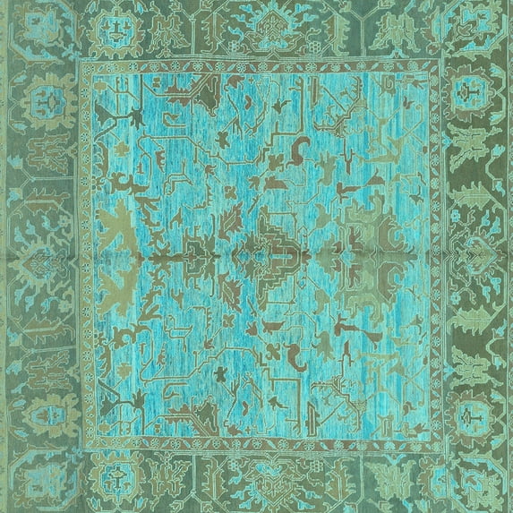 Ahgly Company Indoor Square Oriental Light Blue Traditional Area Rugs, 8' Square