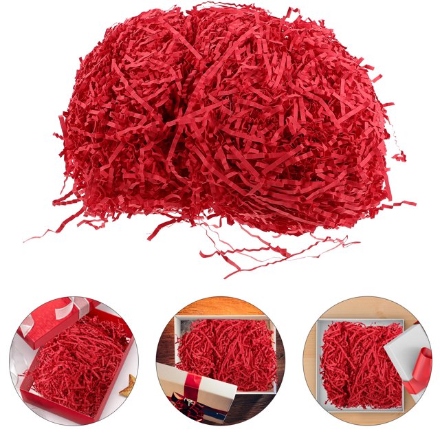 unbranded 1Pqt Papel Triturado Para Cajas De Regalo En Color Rojo Ideal Para Empaque Y Proyectos DIY