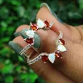 thumbnail image 2 of Pear Cut Red Garnet & Fire Opal Diamond Ring Guard in 925 Sterling Silver – Bridal Matching Ring, Handmade Jewelry, 2 of 4