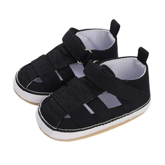 Linfrsh Infant Baby Boys Girls Sandals Summer Baby Wedding Dress Flat Shoes Newborn Crib Shoes First Walking Shoes(Black,6-12 Months)