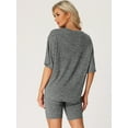 thumbnail image 3 of DARING DIVA Women's Ribbed Knit Tracksuit Sweatshirt Set Shorts Sleepwear Black Grey L, 3 of 6