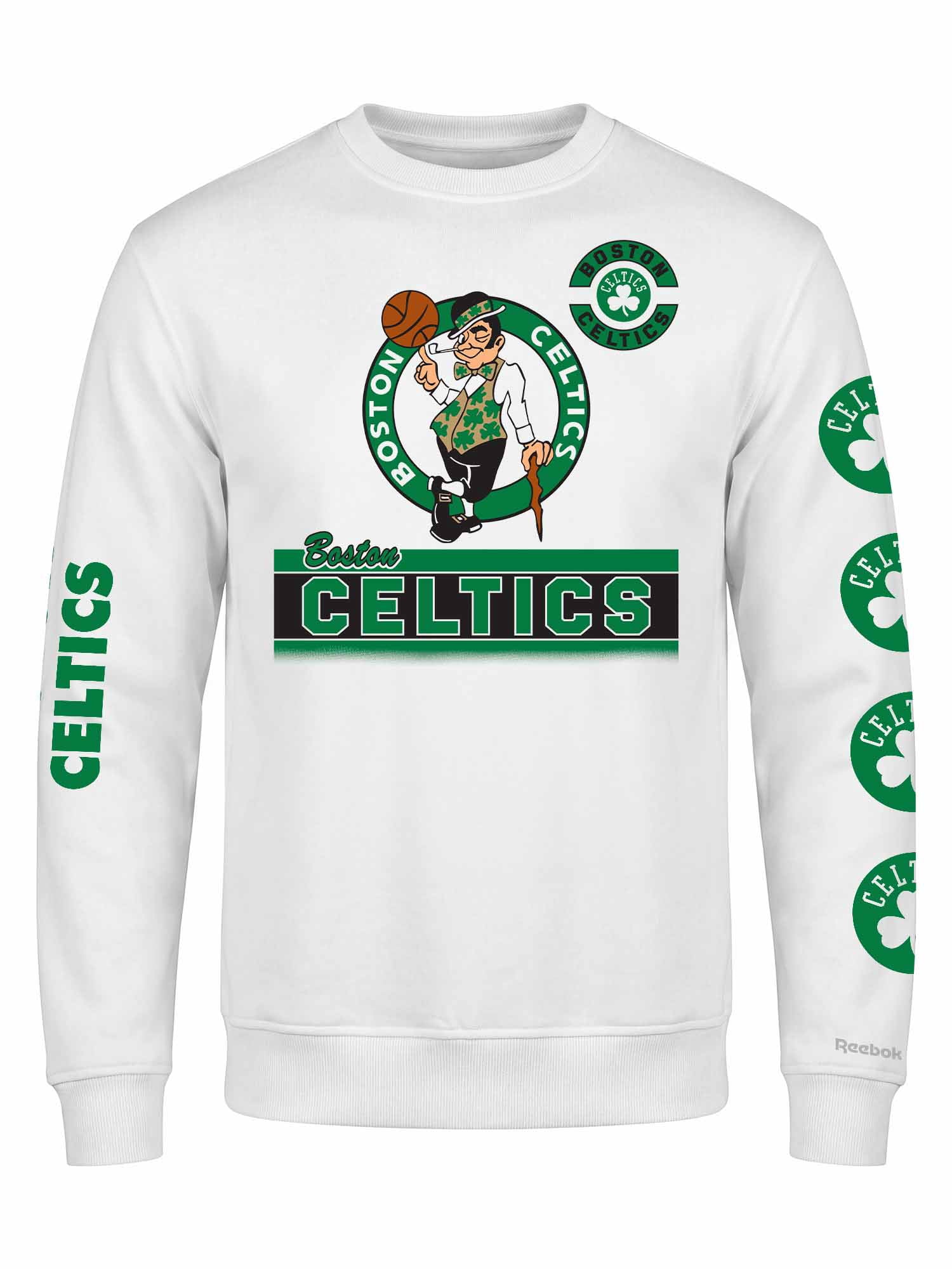 Boston Celtics Reebok Mens White Crew Sweatshirt