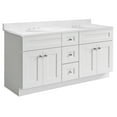 thumbnail image 2 of Design House Brookings Fully Assembled 61" x 22" Bath Cabinet with Widespread Cultured Marble Vanity Top, Sherwin Williams® White, 2 of 6