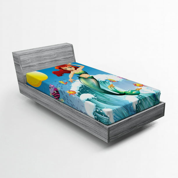 Mermaid Fitted Sheet Ilration Of, Mermaid Bed Frame Twin Size