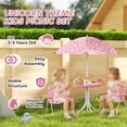 thumbnail image 3 of Qaba Kids Picnic Table with 2 Folding Chairs and Umbrella, Unicorn Theme Portable Children Outdoor Furniture for Backyard, Garden, Patio, Pink, 3 of 9