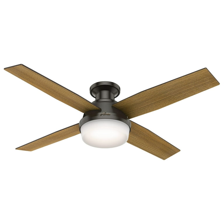 Hunter - Dempsey Indoor Low Profile Ceiling Fan With Light, Remote