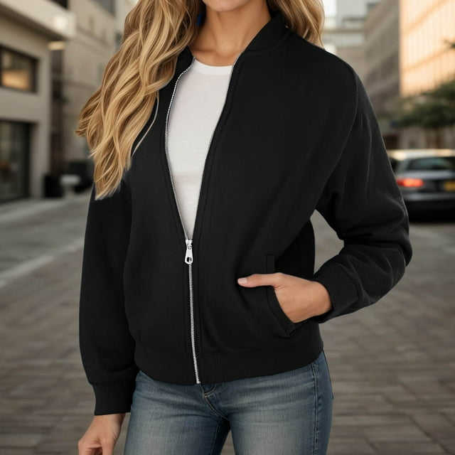 SHIXIAOO Veste Zippée Unie pour Femme, Manteau Décontracté et Tendance à Manches Longues, Manteau de Sport Léger pour Tous les Jours, Chandail à Fermeture Éclair, Veste, Imperméable pour Femme avec Capuchon