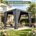 thumbnail image 5 of Sunmthink 10' x 10' Louvered Pergola, Outdoor Aluminum Pergola with Curtains & Netting for Decks, Gardens and Backyards, Gray, 5 of 10