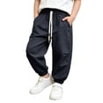 thumbnail image 3 of WAYUTE Boys Pants Lightweight Boys Summer Pants for Toddlers and Kids Breathable Sports Trousers with Pockets and Drawstring Outdoor Casual,11-12 Y,Black, 3 of 7