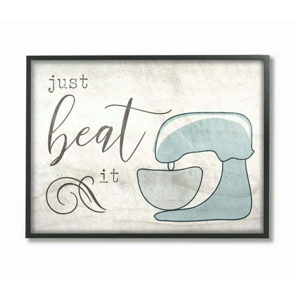 Stupell Industries Just Beat it Egg Beater Novelty Painting Black Framed Art Print Wall Art, 16 x 20