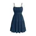thumbnail image 4 of Iyufng Summer Women's Dresses Sleeveless Spaghetti Strap Backless Layered Pleated Dress Fashion Casual Midi Dress, 4 of 9