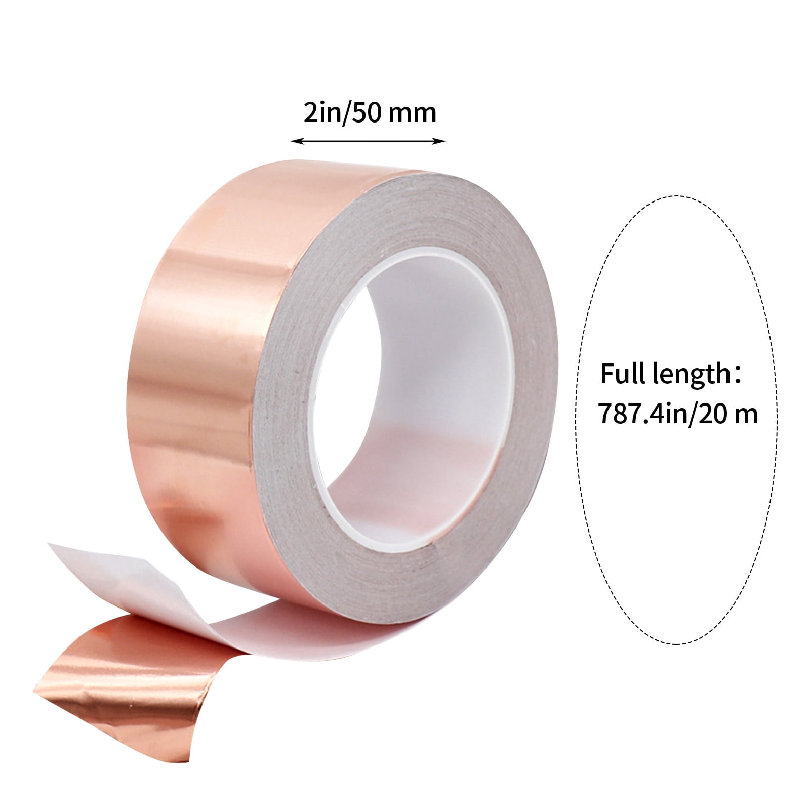 ReTeiv 2inX 787.4in Copper Tape Against Snails Raised Beds For Garden,Copper Foil Tape Fence, Self-Adhesive Shielding Tape, Foil Tape with Conductive Adhesive for Shielding,Crafts,Electrical Repairs