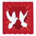 thumbnail image 3 of Ambesonne Love Shower Curtain, Doves Peace Symbol Romantic, 69"Wx70"L, White and Vermilion, 3 of 5