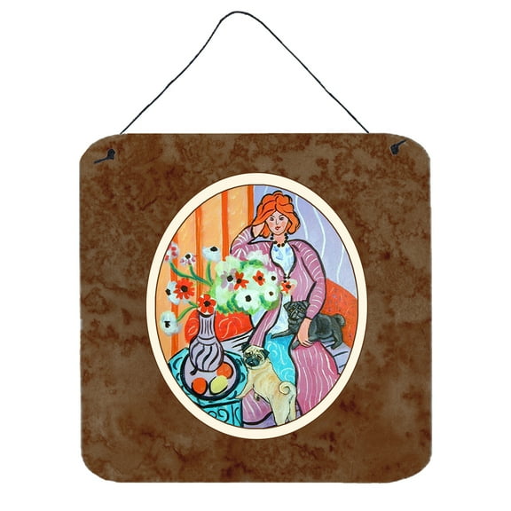Carolines Treasures 7266DS66 Lady with her Pug Wall or Door Hanging Prints 6x6 multicolor