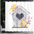 thumbnail image 3 of Ambesonne Birdhouse Shower Curtain, Heart Floral Nest, 69"Wx84"L, White Multicolor, 3 of 4
