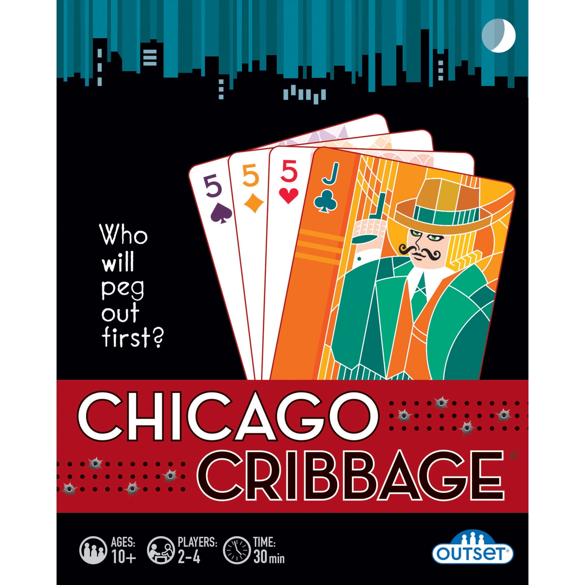 Chicago Cribbage - Expansion Card Set, Outset Media, Adds 7 Cards To Your Existing Cribbage Game Set, Ages 10+, 30 Min