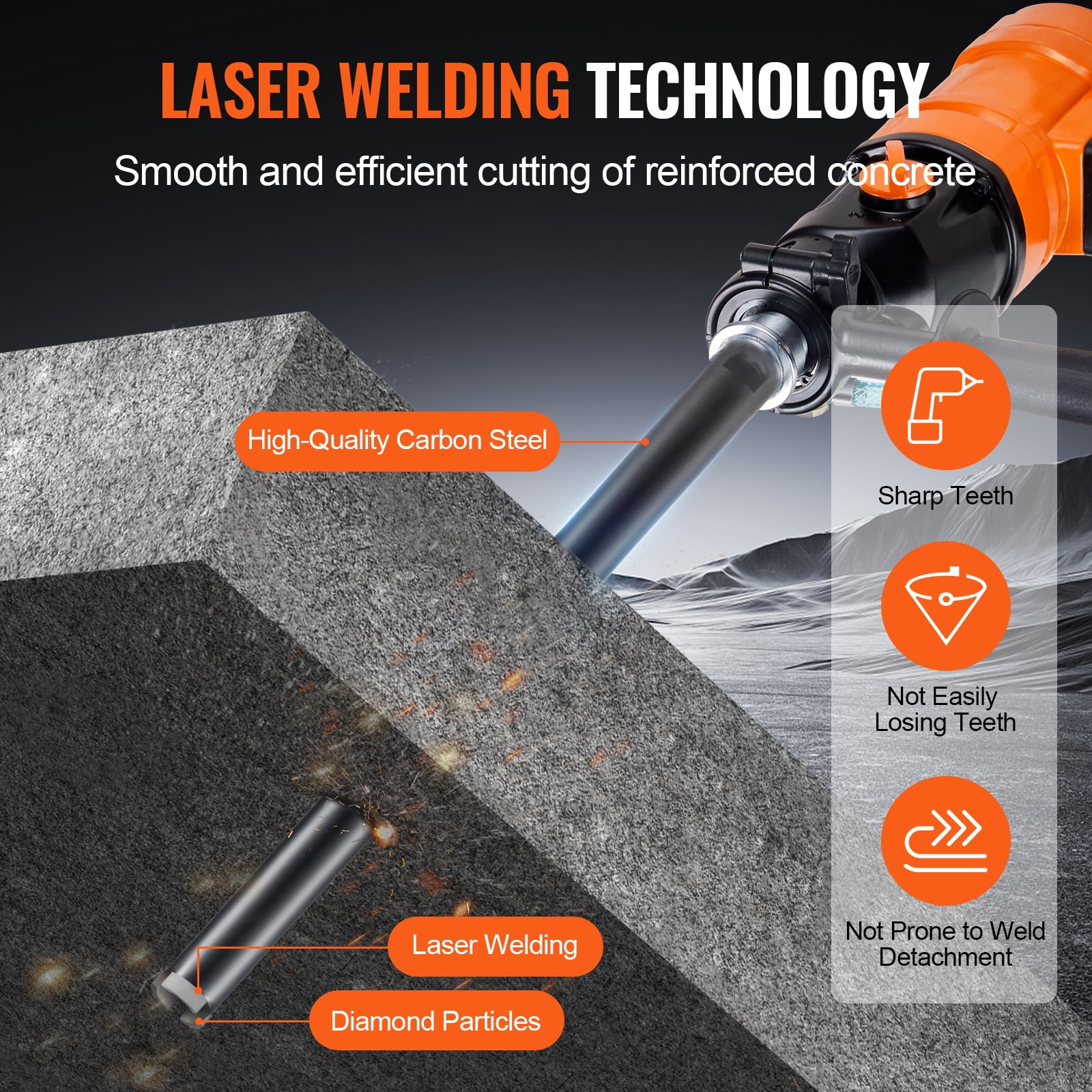 KFFKFF Diamond Core Drill Bit, 1-1/4" Diamond Wet Core Drilling Bits, 14" Penetration Depth Concrete Core Drilling Bit, 5/8"-11 Inner Thread, Utilizes Laser Welding, Diamond Wet Coring Bit