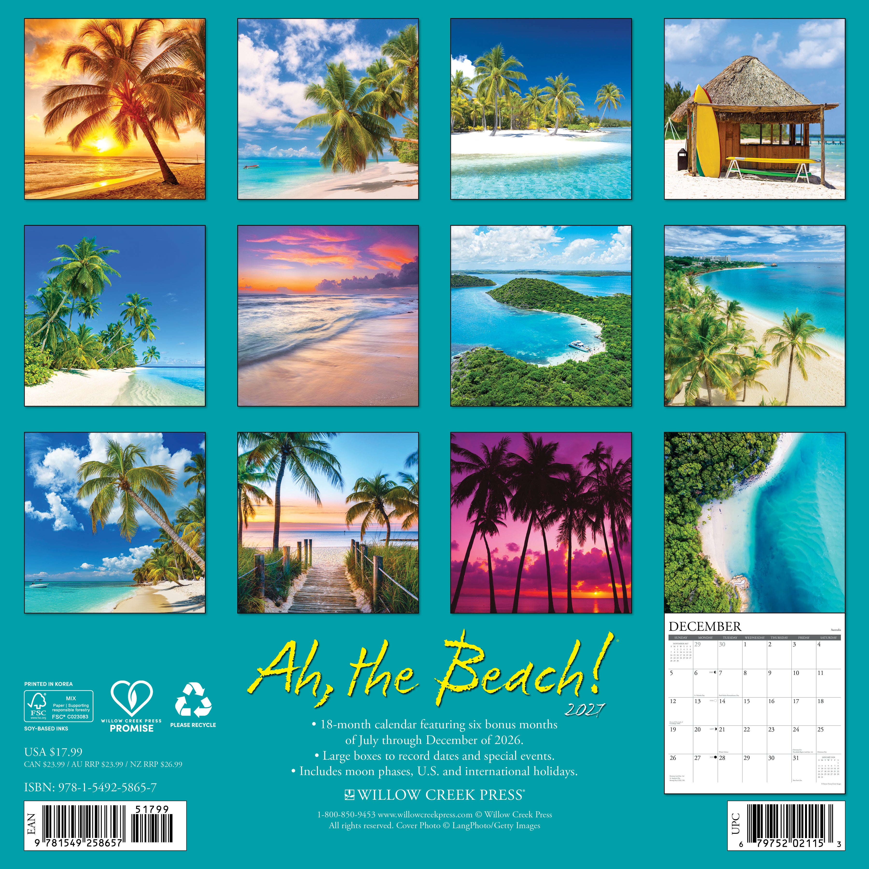 Willow Creek Press, Ah,The Beach! 2027 Wall Calendar