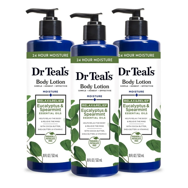 Loción corporal Dr. Teal's con aceites esenciales de eucalipto y menta verde, 540 ml