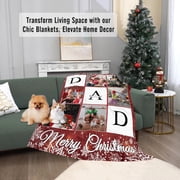Birthday Christmas Wedding Gifts for Dad, Personalized Custom Blanket with Photo to Dad Men from Daughter Son, Custom Dad Gifts, Dad Blanket (DAD 9)