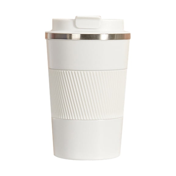 Insulated Stainless Steel Travel Coffee Mug with Lid, Leakproof Double Wall Thermal Tumbler for Hot and Cold Drinks, Reusable Portable Cup for Daily Use(White,380ML / 12.8Oz)