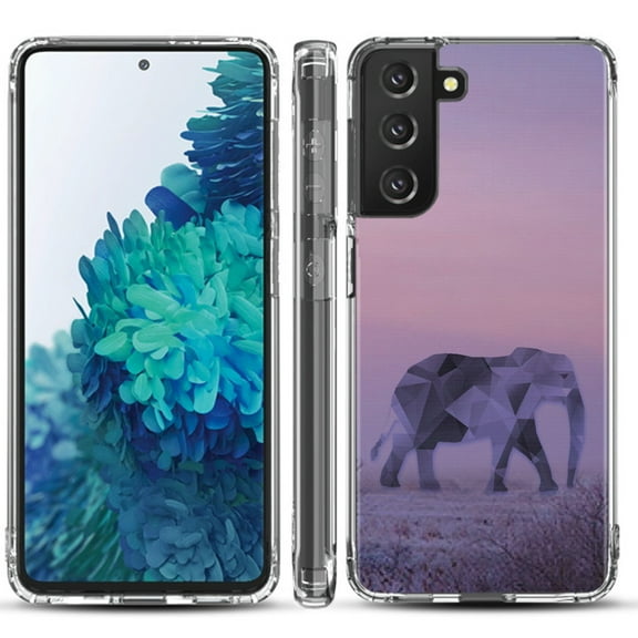 Shockproof Hybrid Bumper Phone Case for Samsung galaxy S21  5G / S21 Plus 5G, by OneToughShield ® - Twilight Elephant