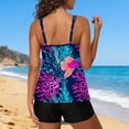thumbnail image 6 of Xdegoge Swimsuits for Women Scoop Neck Mid Rise Boyshorts Tankini Sets Two Piece Bathing Suits Smooth Tropical Floral Print Tummy Control Modest Summer Vacation, 6 of 7