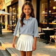 thumbnail image 6 of Girls Polo Shirt Summer Slim Fit Short Sleeve School Uniform Collared Polo Shirts for Girls Back to School Gray,9-10 Years, 6 of 6