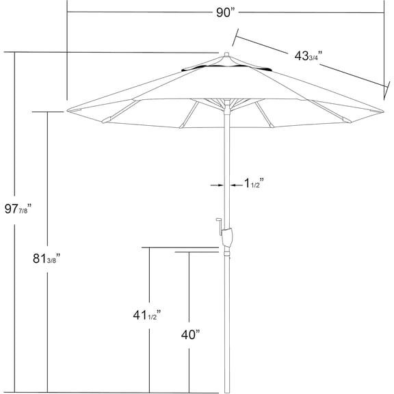 7.5' Round Sunbrella Aluminum Outdoor Deck Pool Umbrella Crank Lift Auto Tilt Bronze Pole Pacific Blue