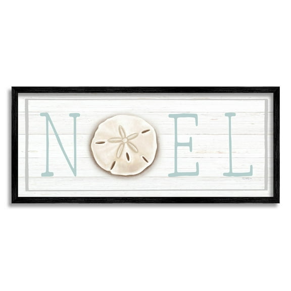 Stupell Industries Noel Holiday Sand Dollar Sign Graphic Art Black Framed Art Print Wall Art, Design by Elizabeth Tyndall