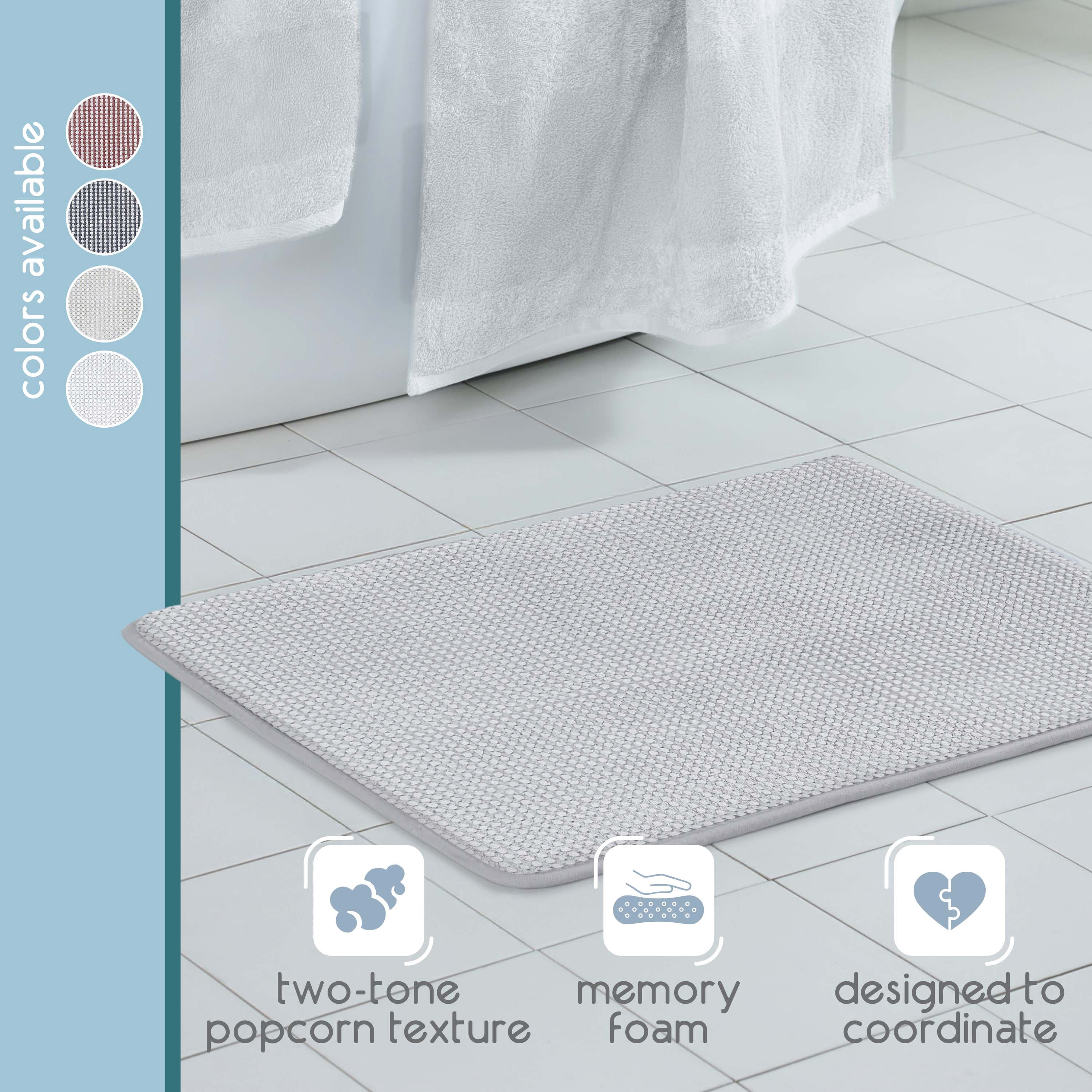 Vellux Bliss Memory Foam Bath Rug, 20" x 30", Light Grey