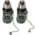 thumbnail image 2 of Lamp Bases with Pull Chain,2Pcs E26 Lamp Bases Adapter Bakelite Bulb Light Holder Two Outlet Screw Socket with Pull Chain (Black), 2 of 12